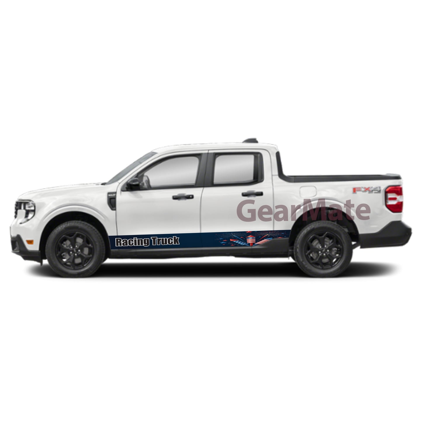 Racing Truck Rocker Panel Graphic Decal Kit (Left & Right Sides) - High Quality Vinyl for Trucks & SUVs