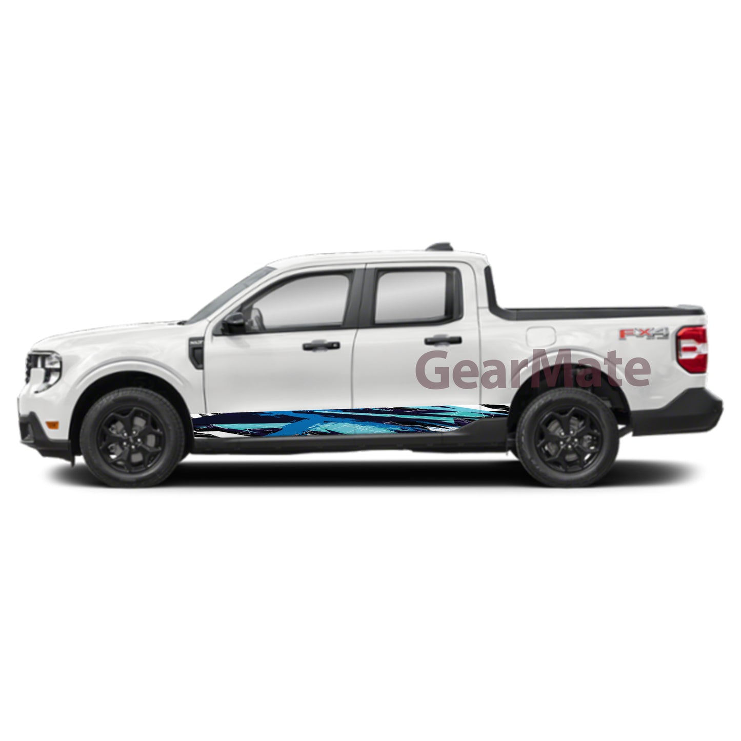 Racing Light Blue Rocker Panel Graphic Decal Kit (Left & Right Sides) - High Quality Vinyl for Trucks & SUVs