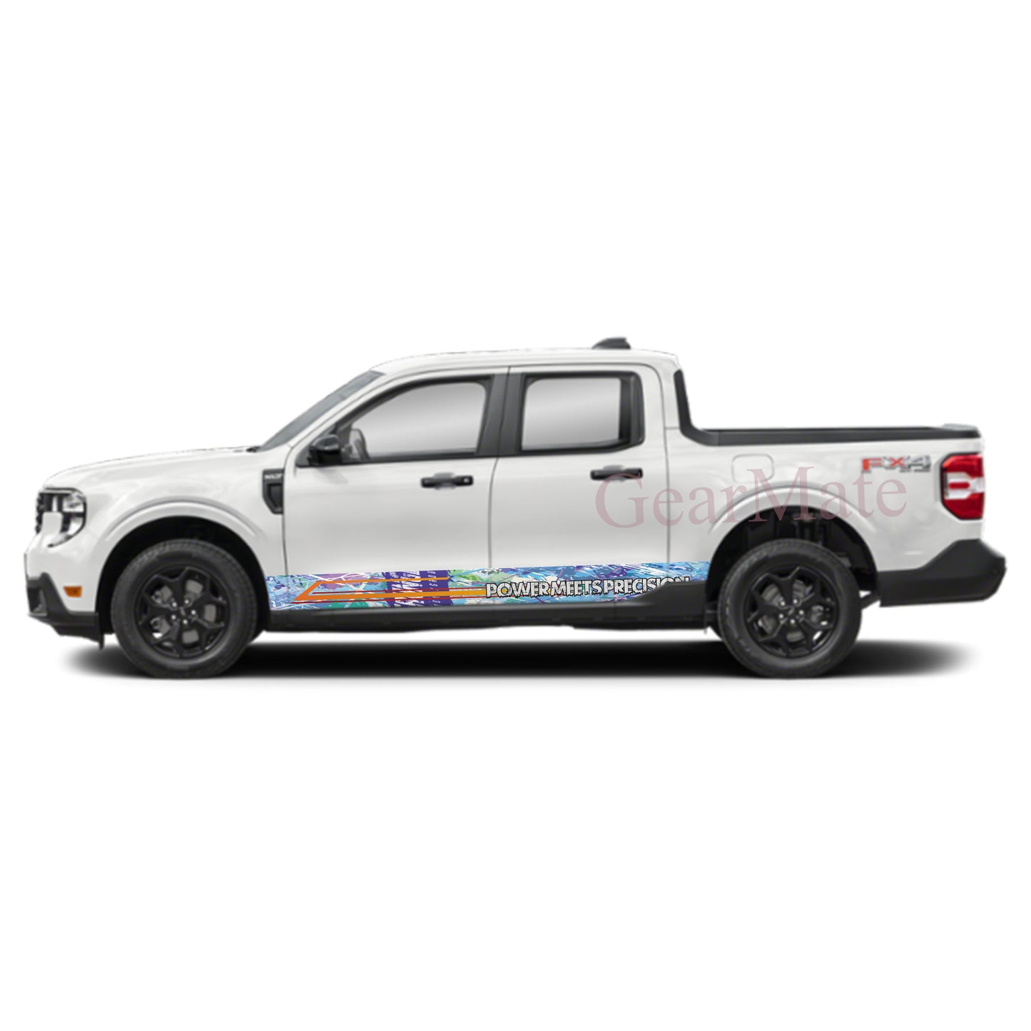 Power Meets Precision Rocker Panel Graphic Decal Kit (Left & Right Sides) - High Quality Vinyl for Trucks & SUVs