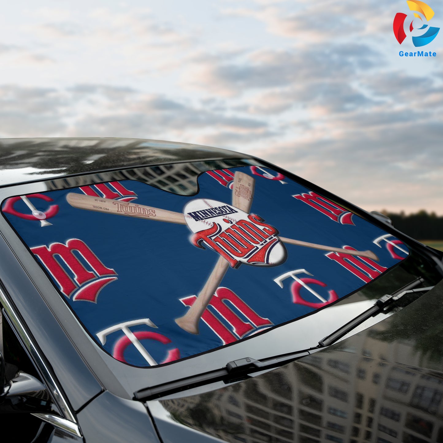 Minnesota Twins MLB Baseball Bats and Logos Reflective Car Sunshade – Premium Heat & UV Protection, Universal Fit