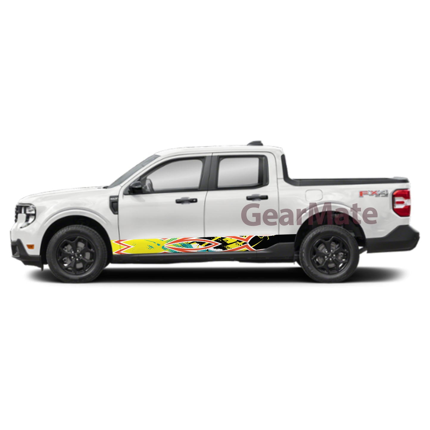 Racing Pinstripe Orange Yellow Rocker Panel Graphic Decal Kit (Left & Right Sides) - High Quality Vinyl for Trucks & SUVs