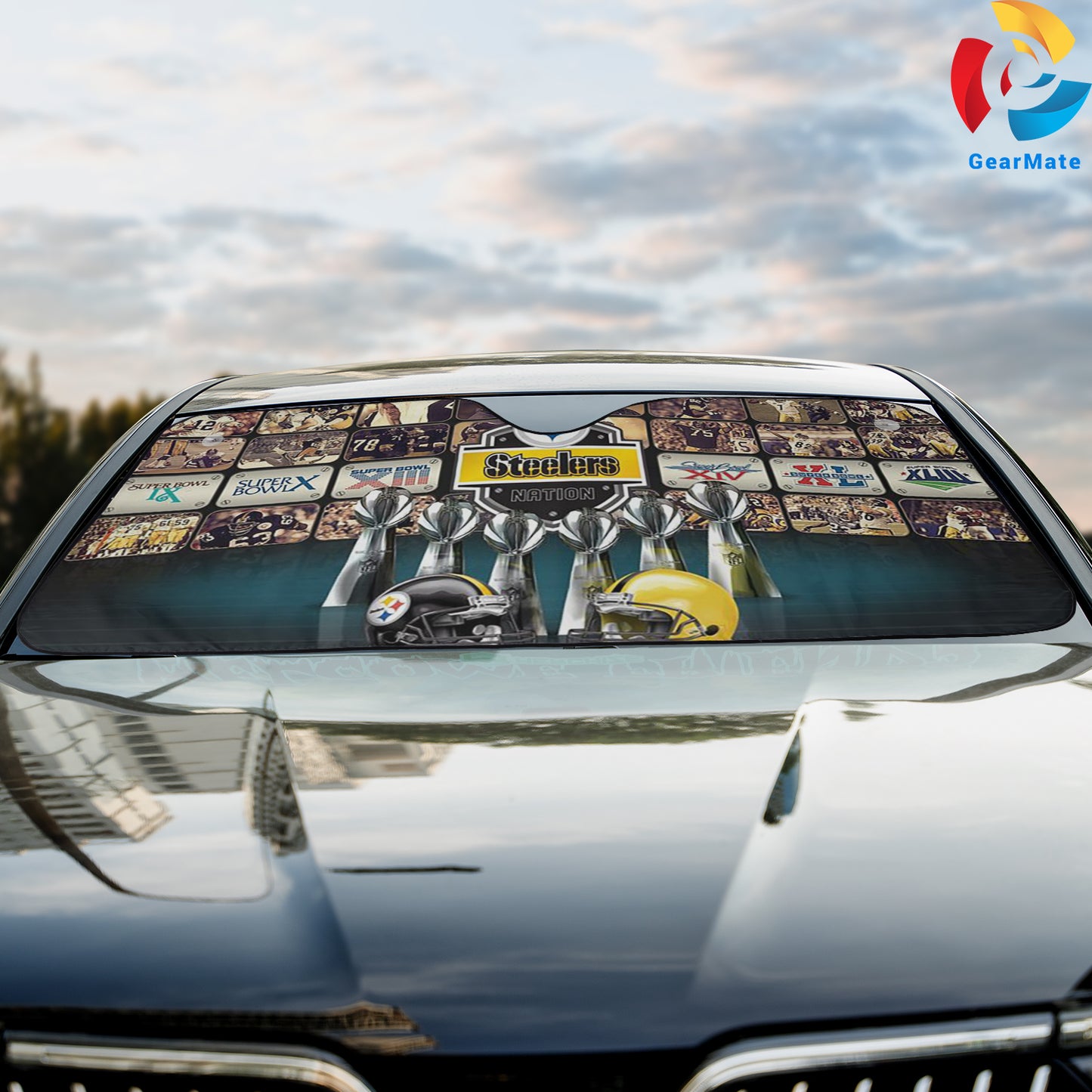 Pittsburgh Steelers NFL Football Team Pride Reflective Car Sunshade – Premium Heat & UV Protection, Universal Fit
