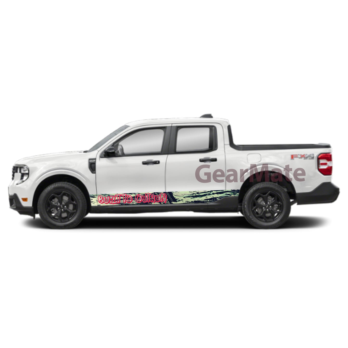 Built to Outrun Rocker Panel Graphic Decal Kit (Left & Right Sides) - High Quality Vinyl for Trucks & SUVs