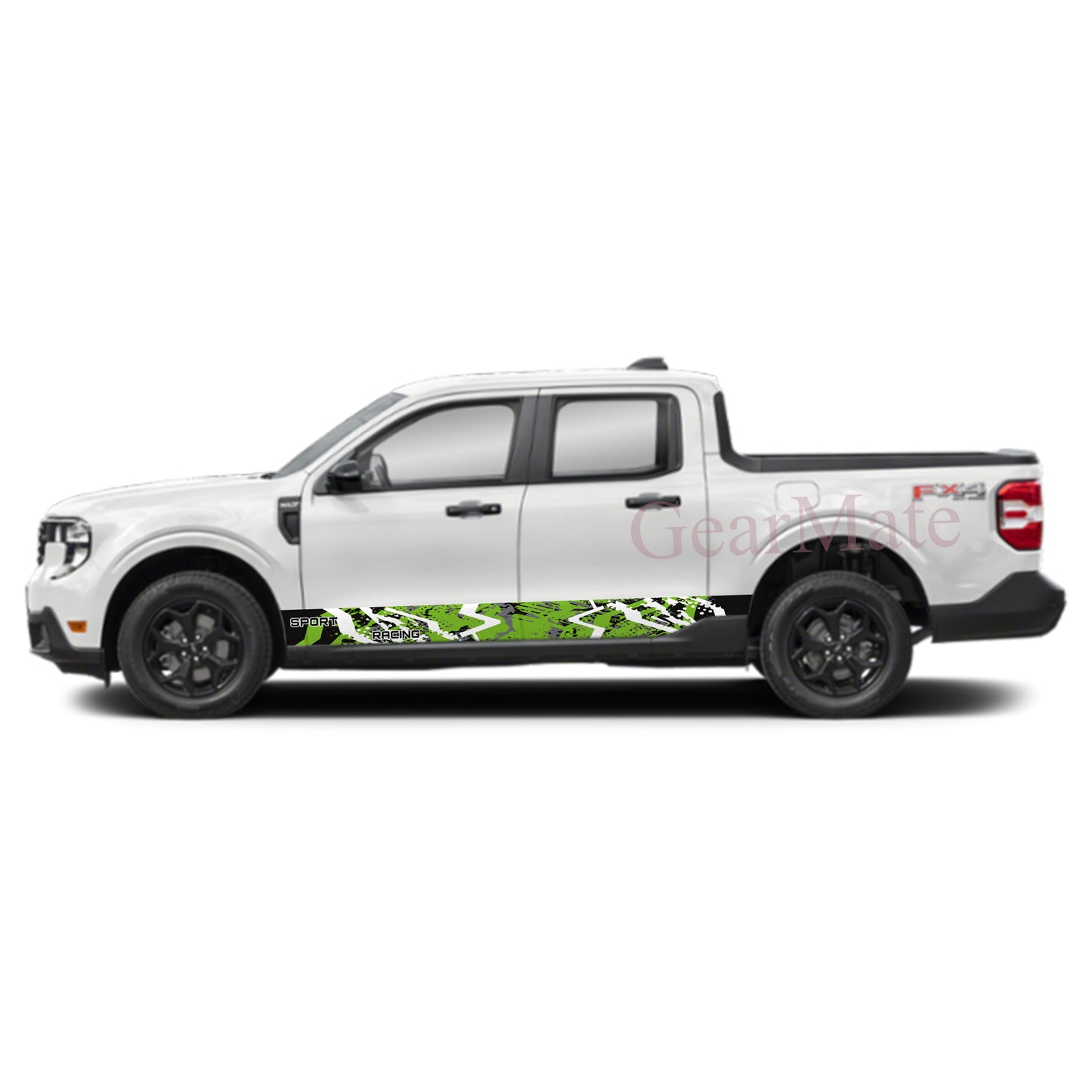 Sport Racing Green Black Rocker Panel Graphic Decal Kit (Left & Right Sides) - High Quality Vinyl for Trucks & SUVs