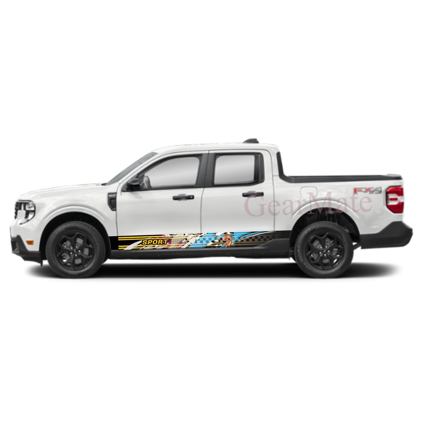 Sport Art Blue Pink Tom & Jerry Rocker Panel Graphic Decal Kit (Left & Right Sides) - High Quality Vinyl for Trucks & SUVs