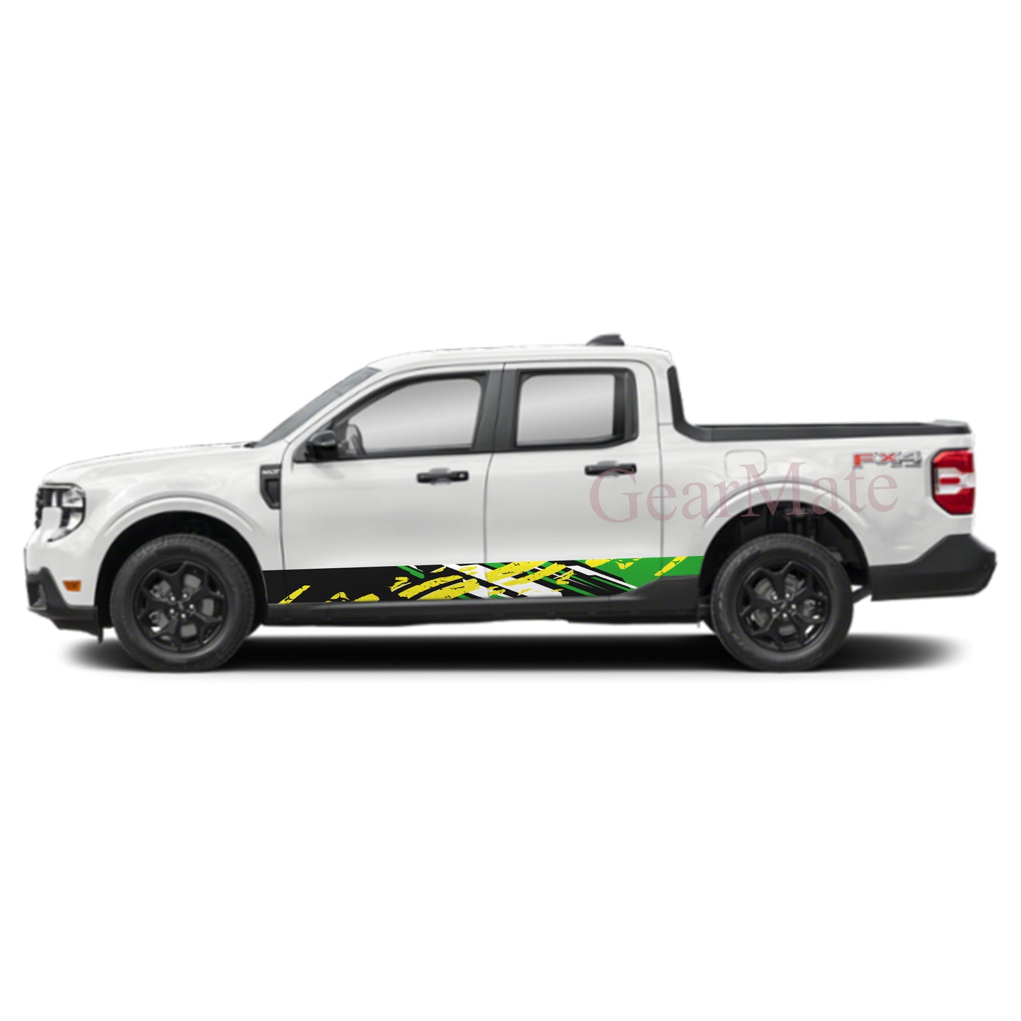 Racing Sport Green Yellow Rocker Panel Graphic Decal Kit (Left & Right Sides) - High Quality Vinyl for Trucks & SUVs