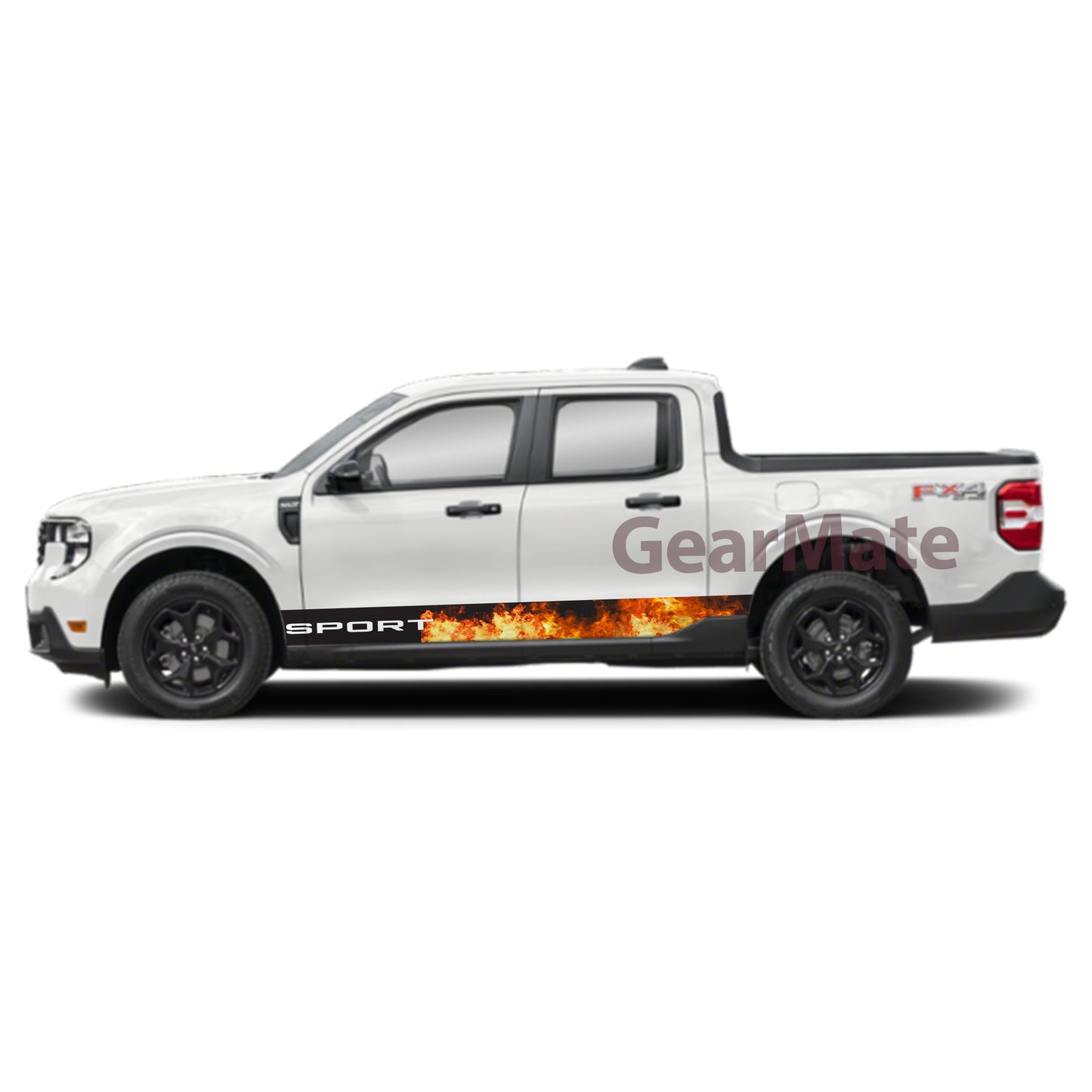 Sport Fire Rocker Panel Graphic Decal Kit (Left & Right Sides) - High Quality Vinyl for Trucks & SUVs
