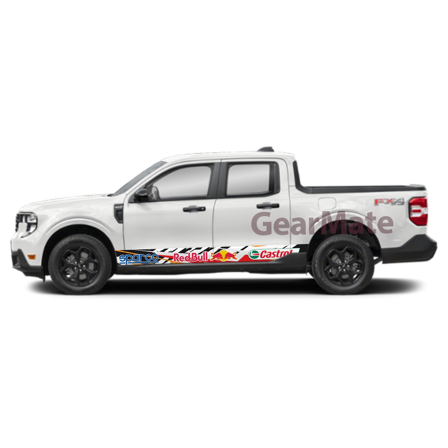 Racing Orange Redbull Rocker Panel Graphic Decal Kit (Left & Right Sides) - High Quality Vinyl for Trucks & SUVs