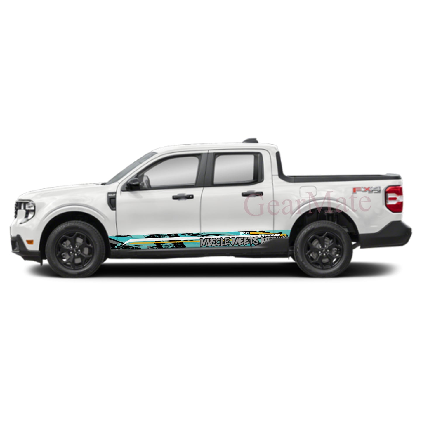 Muscle Meets Motion Rocker Panel Graphic Decal Kit (Left & Right Sides) - High Quality Vinyl for Trucks & SUVs