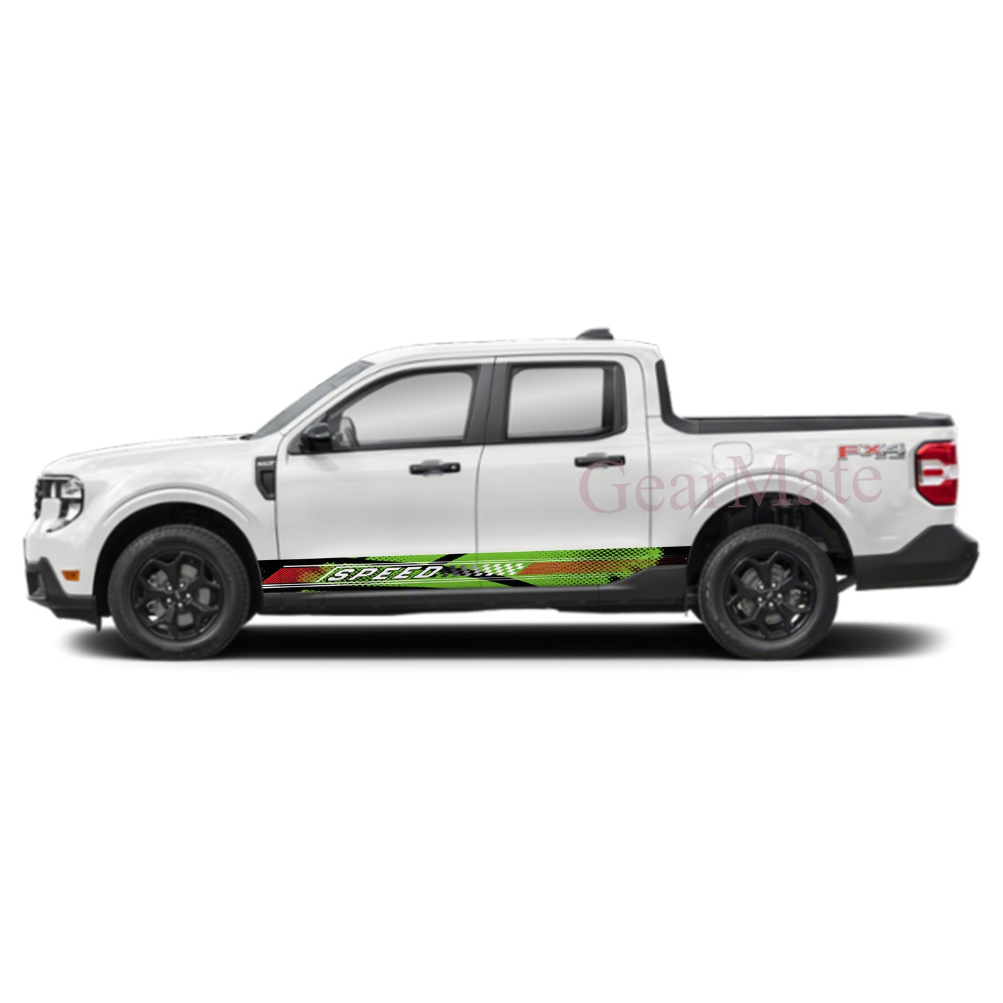 Speed Grunge Green Panel Graphic Decal Kit (Left & Right Sides) - High Quality Vinyl for Trucks & SUVs