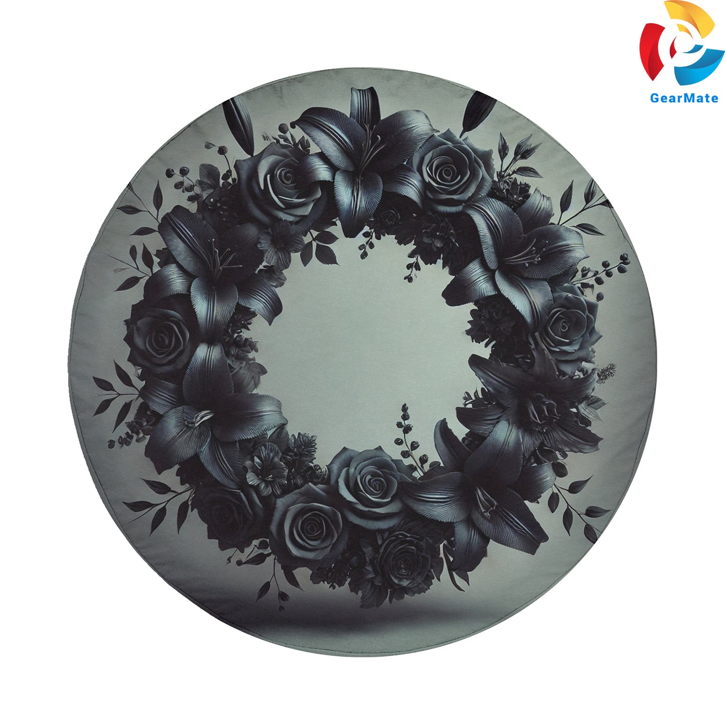 Wreath Of Black Flower Spare Tire Cover – Premium Waterproof UV Resistant Protector