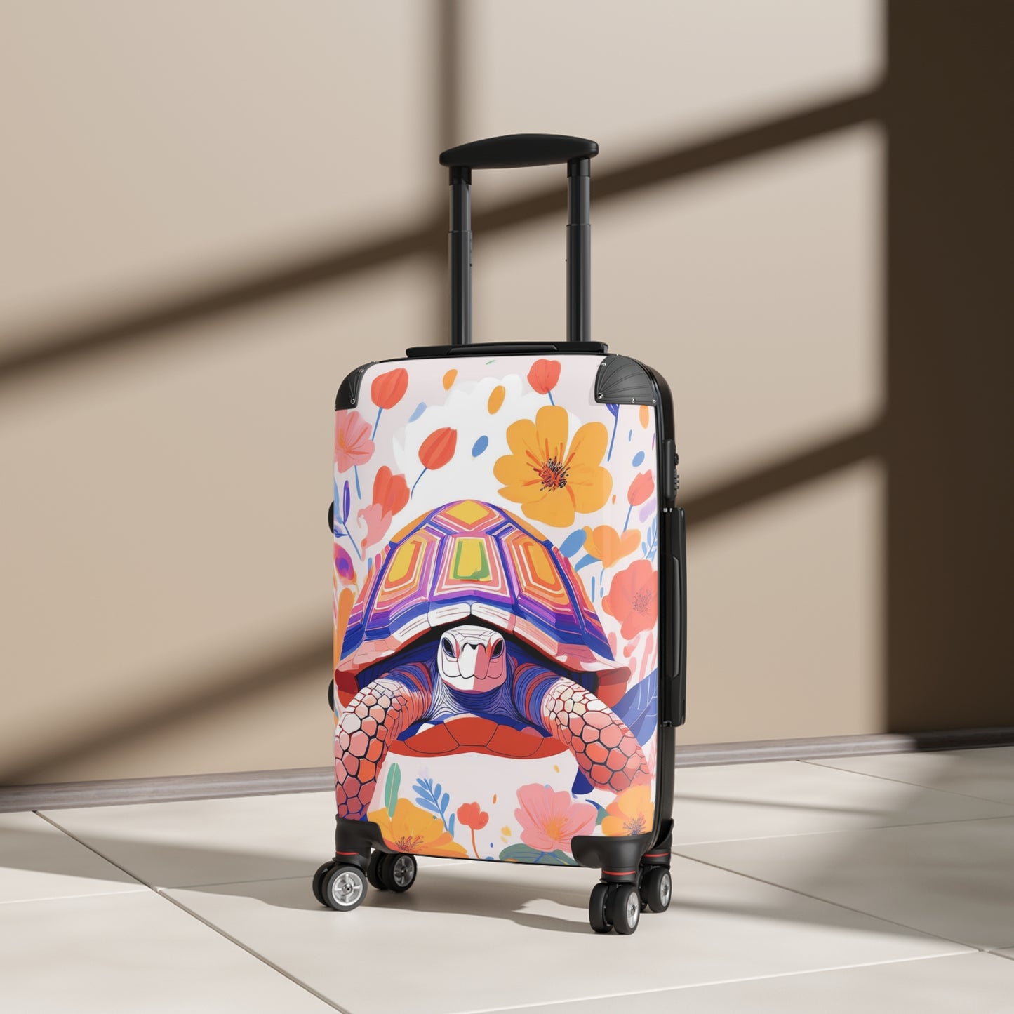 Nature Flowers Floral Colorful Turtle Art Carry-On Suitcase - Stylish Luggage for Travelers
