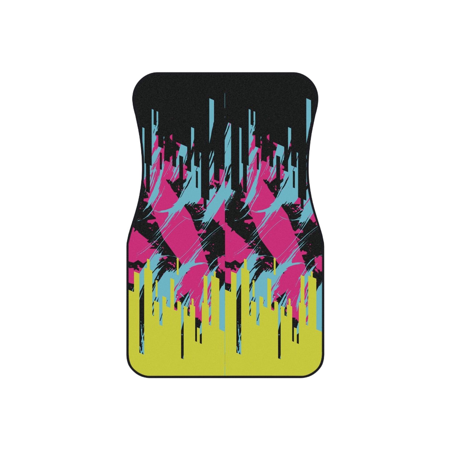 Art Paint Yellow Blue Car Floor Mats – 2-Piece Front Set, Durable & Stylish, Universal Fit