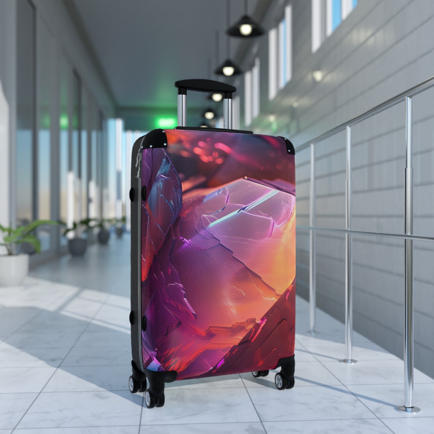 Abstract Gemstone Crystals Art Carry-On Suitcase - Stylish Luggage for Travelers