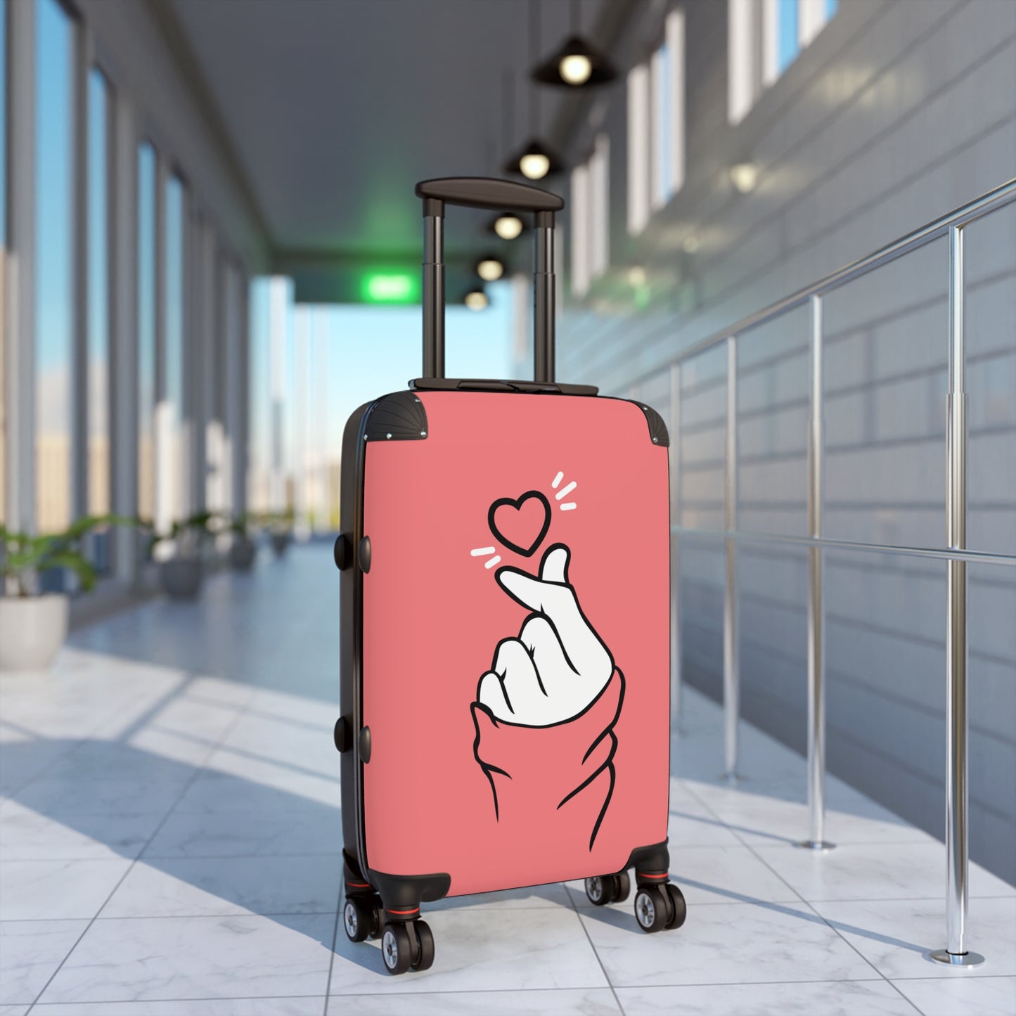 Love Finger Heart Pink Art Carry-On Suitcase - Stylish Luggage for Travelers