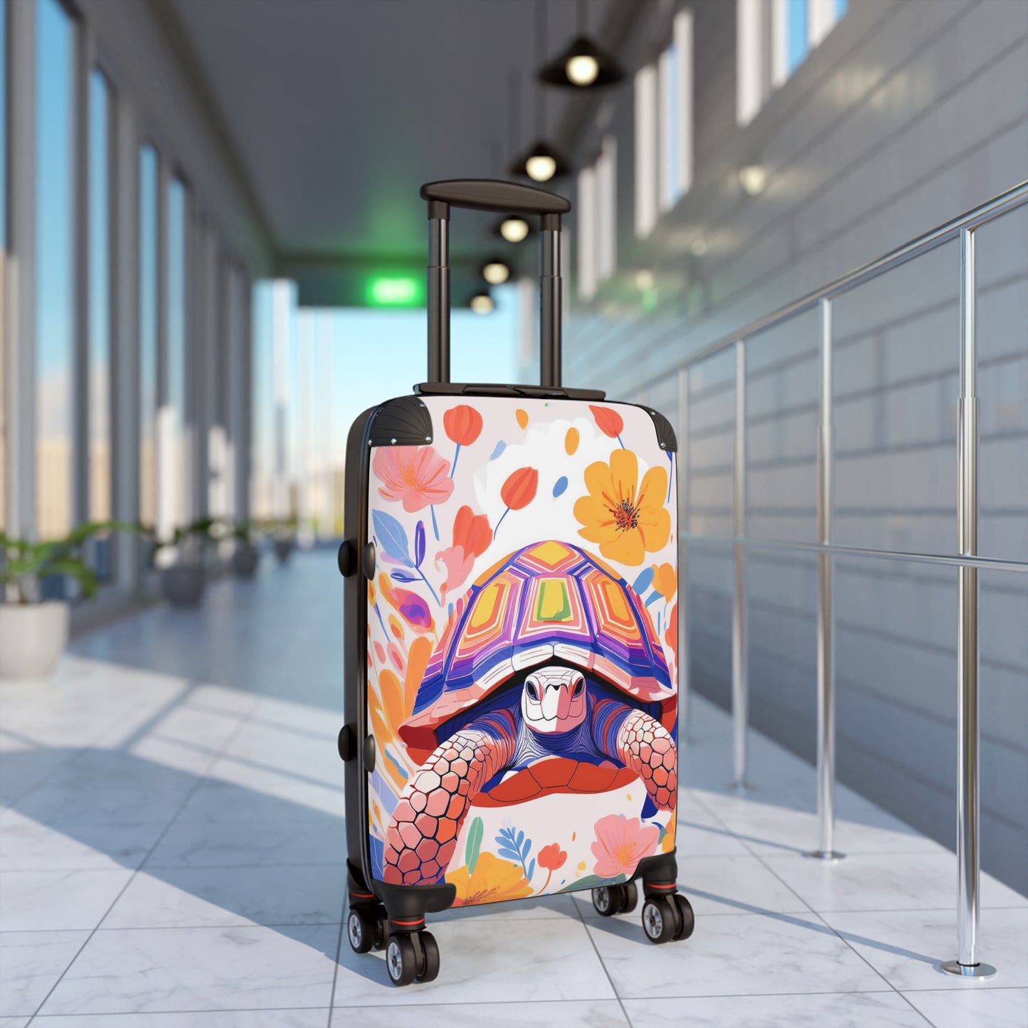 Nature Flowers Floral Colorful Turtle Art Carry-On Suitcase - Stylish Luggage for Travelers