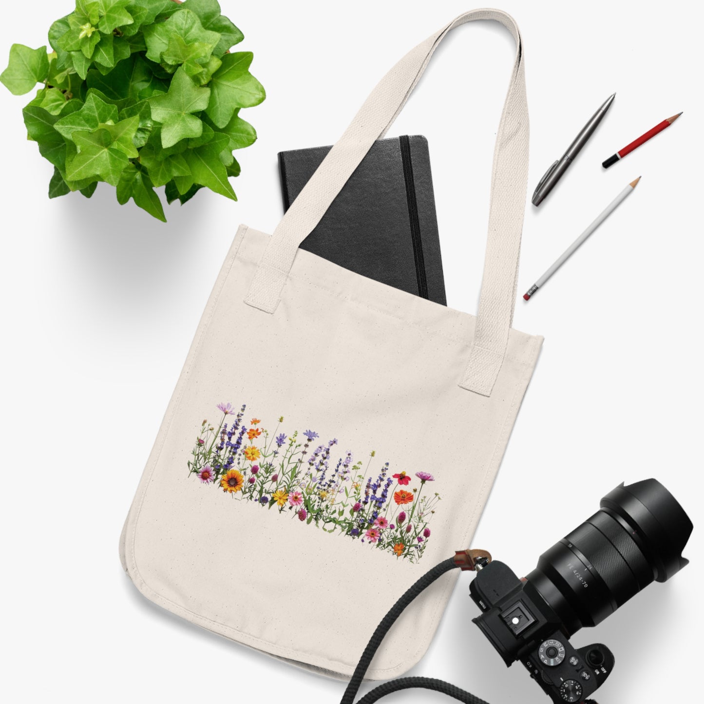 Flowers Floral Design Organic Canvas Tote Bag - Eco-Friendly Carryall for Everyday Use