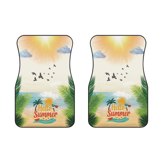 Beach Hello Summer Front Car Mats – Durable, Anti-Slip, Easy to Clean, Vibrant Print
