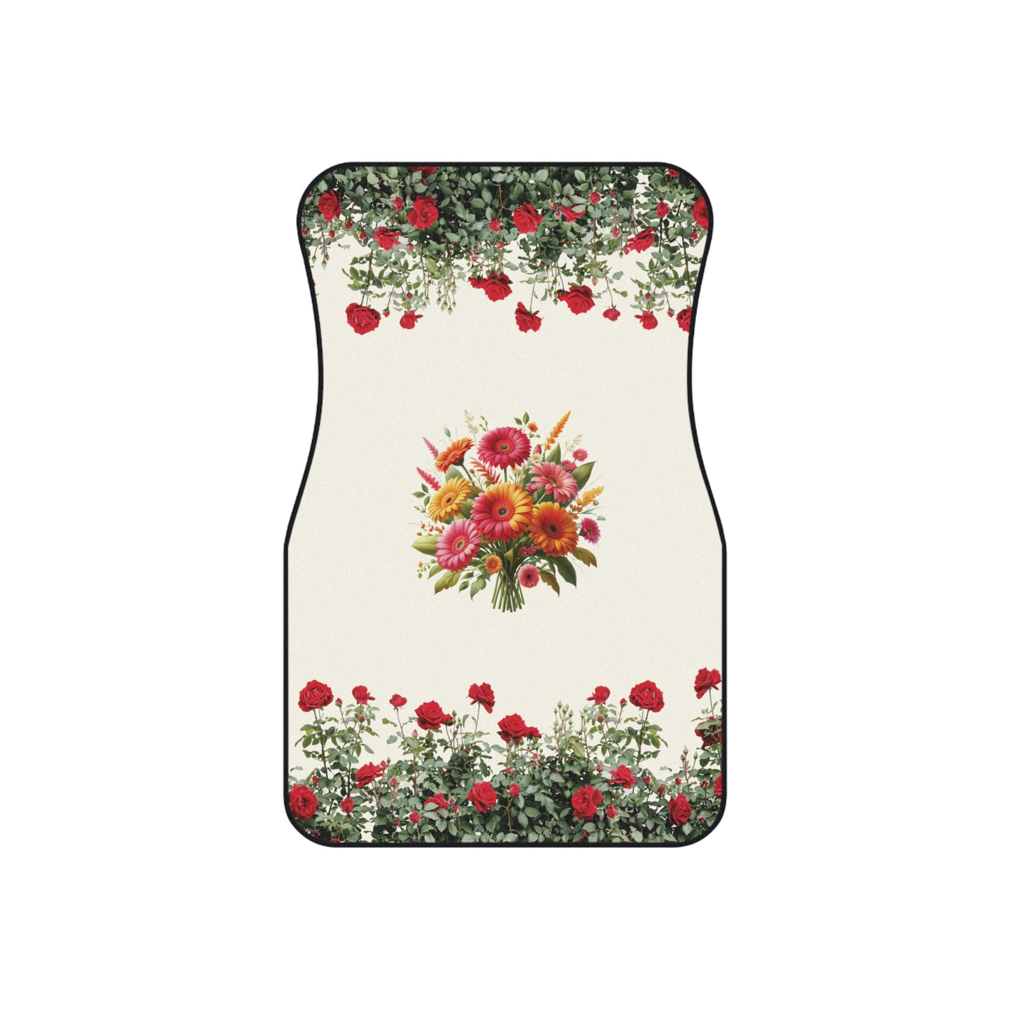 Flowers Gerbera Rose Garden Car Floor Mats – 2-Piece Front Set, Durable & Stylish, Universal Fit