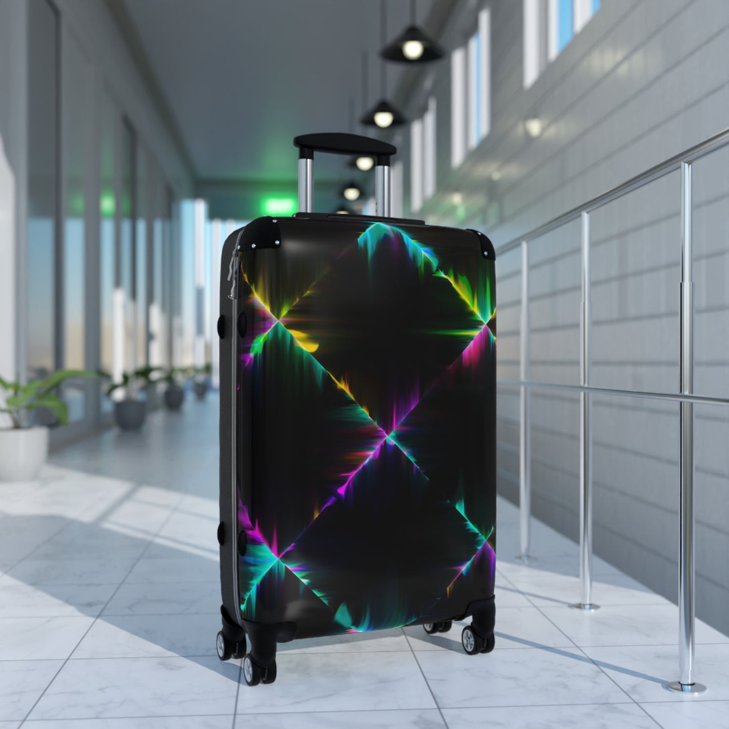 Abstract Neon Lights Carry-On Suitcase - Stylish Luggage for Travelers