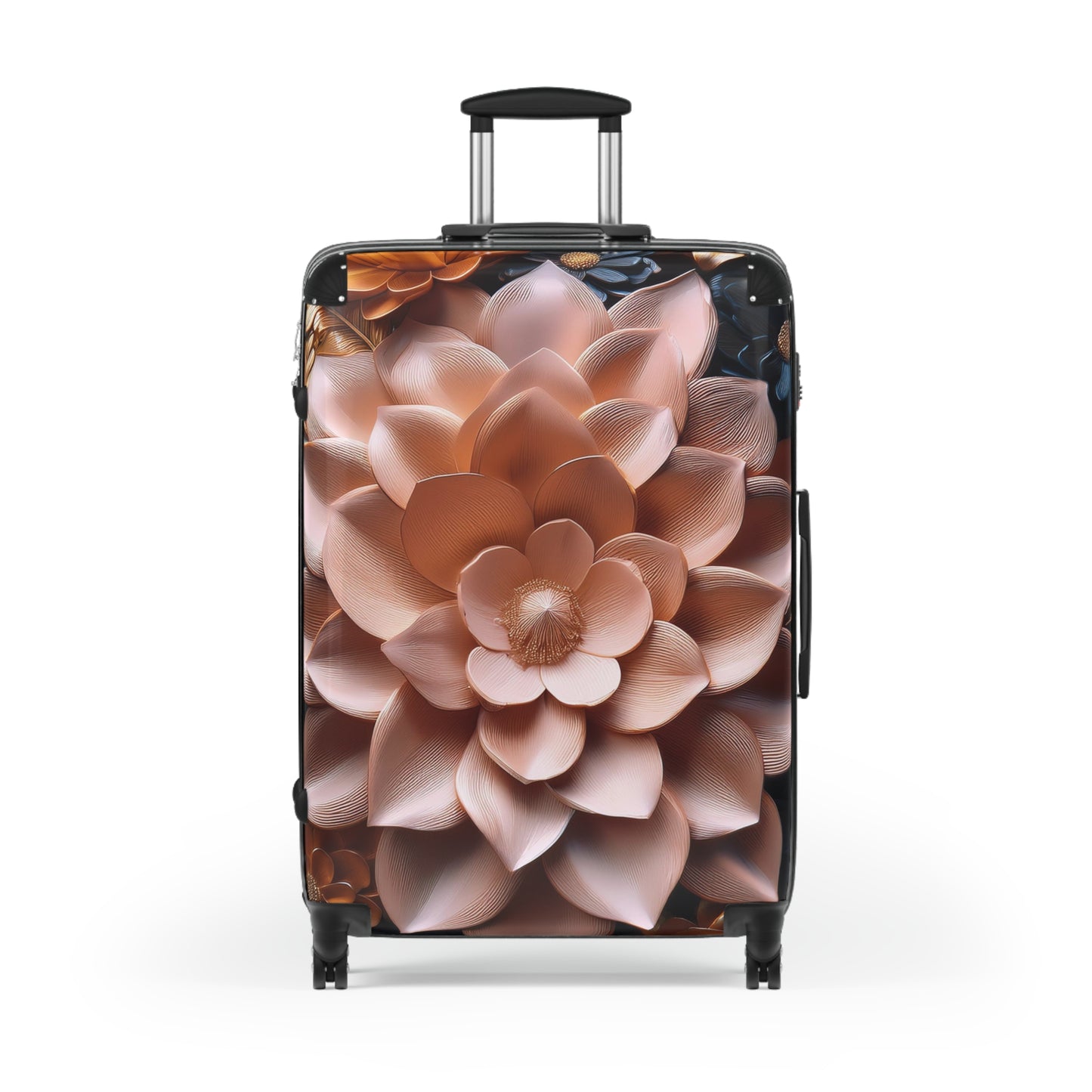 Nature Flowers Floral Peach Gold Art Carry-On Suitcase - Stylish Luggage for Travelers