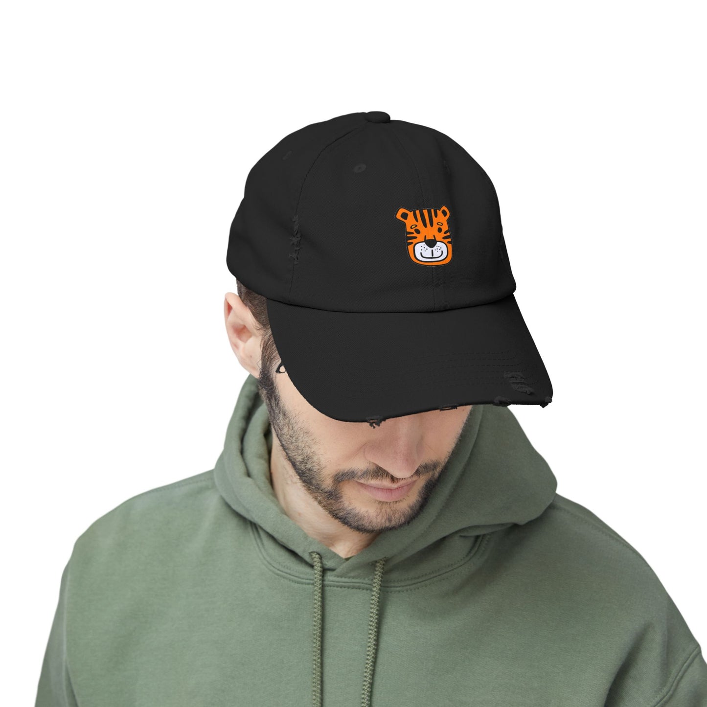 Tiger Orange Vintage Distressed Dad Hat Unisex Adjustable Cotton Twill Baseball Cap for Casual Everyday Wear