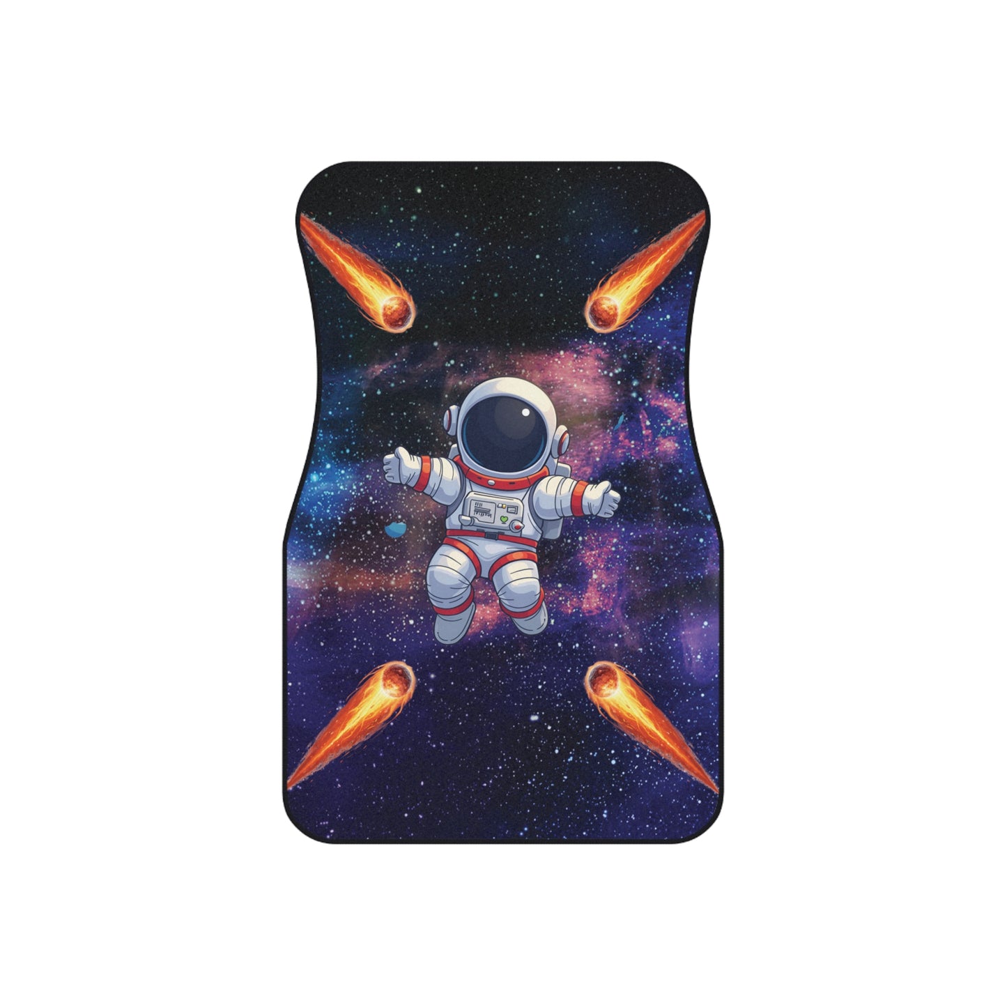 Space Astronaut Fiery Cosmic Car Floor Mats – 2-Piece Front Set, Durable & Stylish, Universal Fit