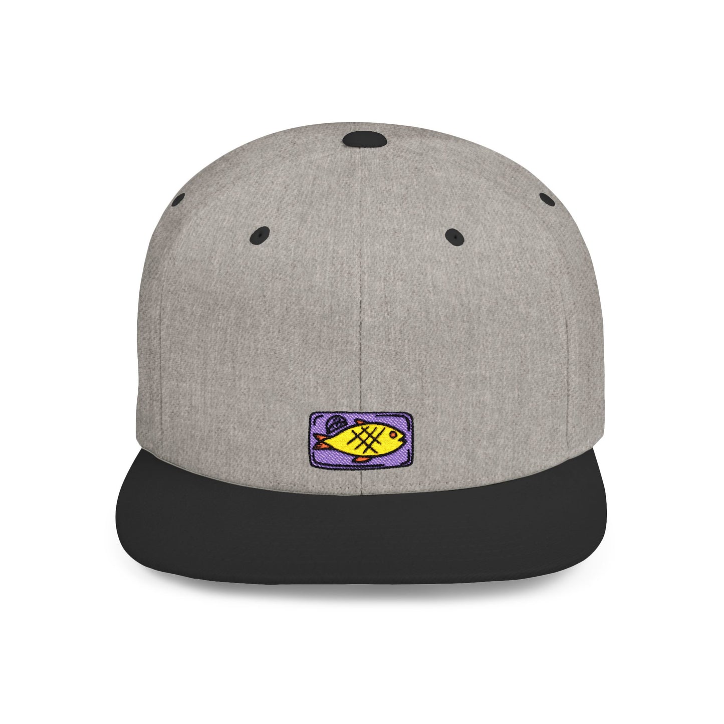 Icons Embroidered Fish Food Flat Bill Snapback – Lightweight, Custom Fit, Premium Quality
