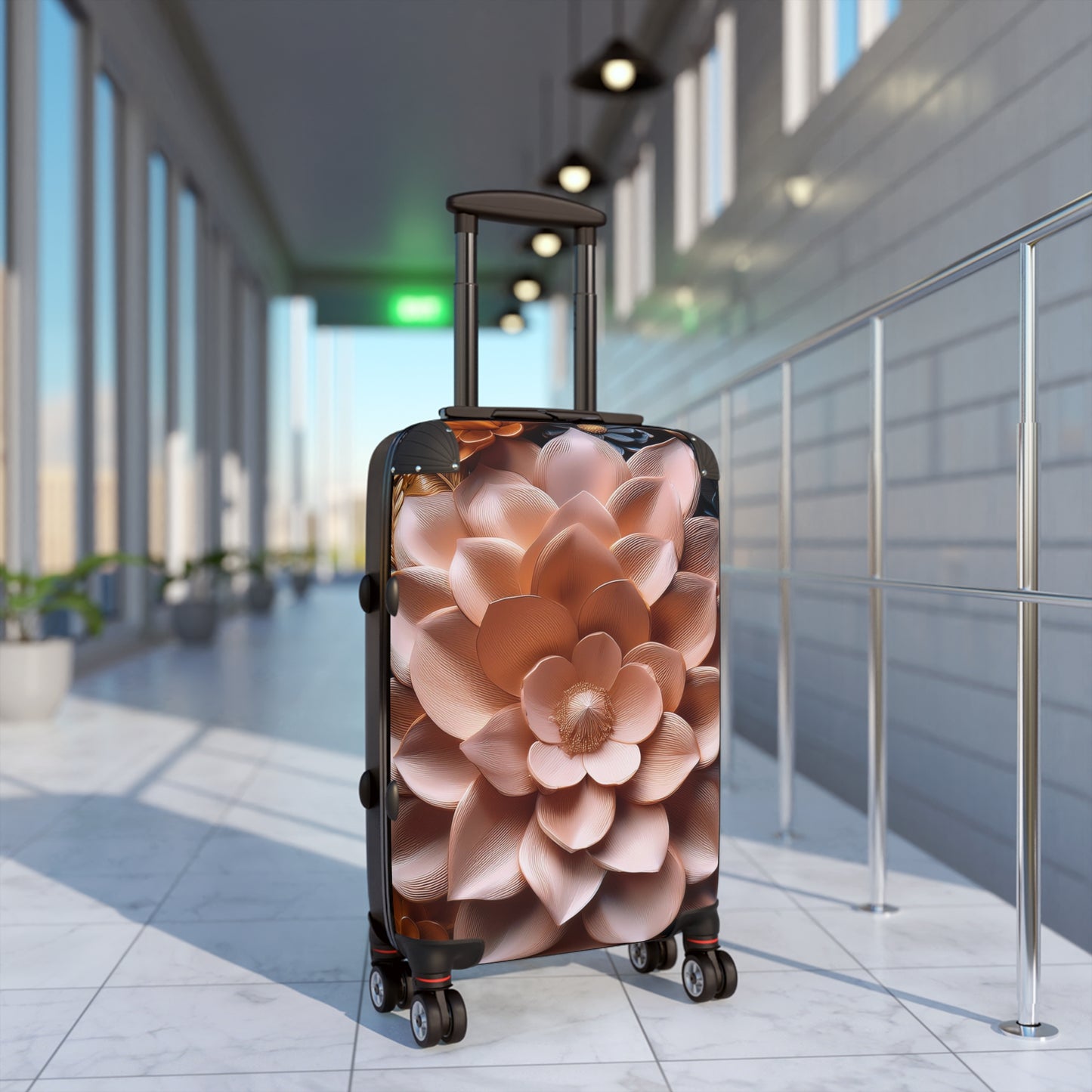 Nature Flowers Floral Peach Gold Art Carry-On Suitcase - Stylish Luggage for Travelers