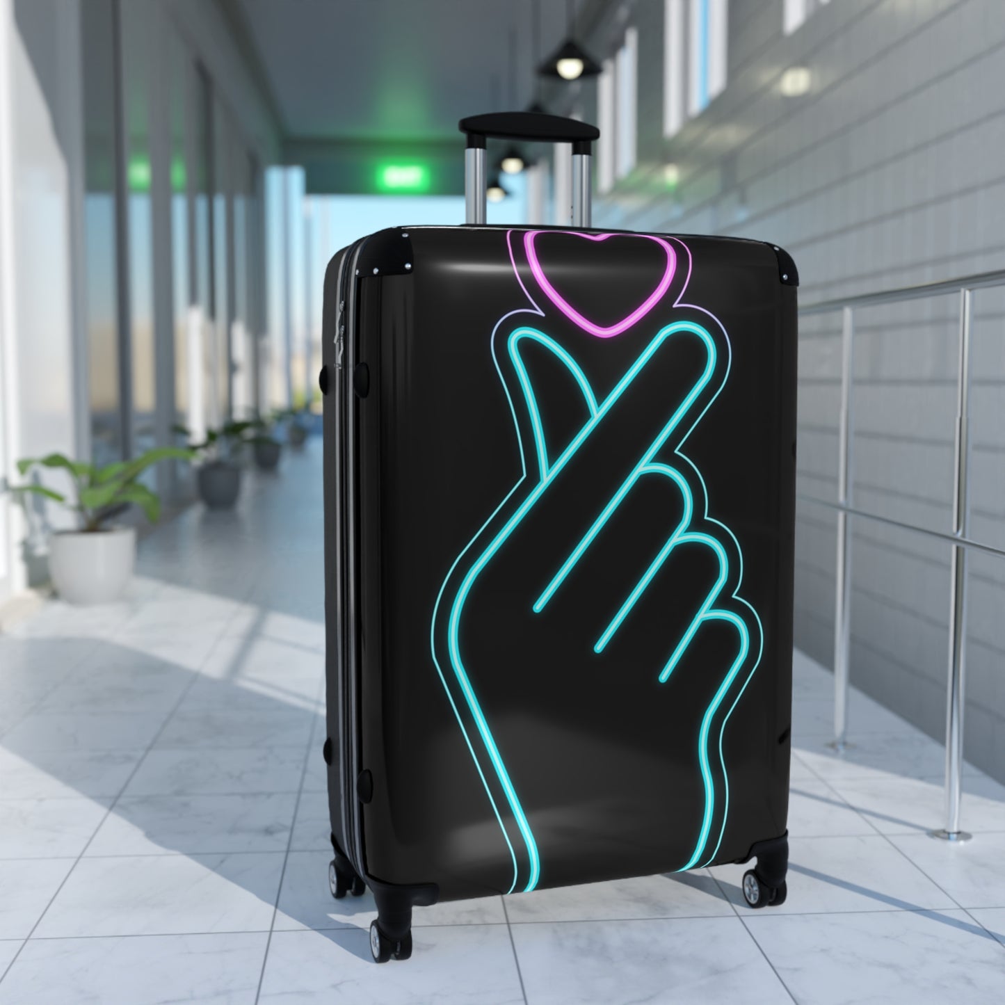 Love Glowing Finger Heart Art Carry-On Suitcase - Stylish Luggage for Travelers