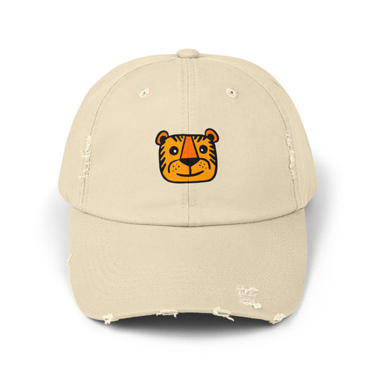 Tiger Vintage Distressed Dad Hat Unisex Adjustable Cotton Twill Baseball Cap for Casual Everyday Wear