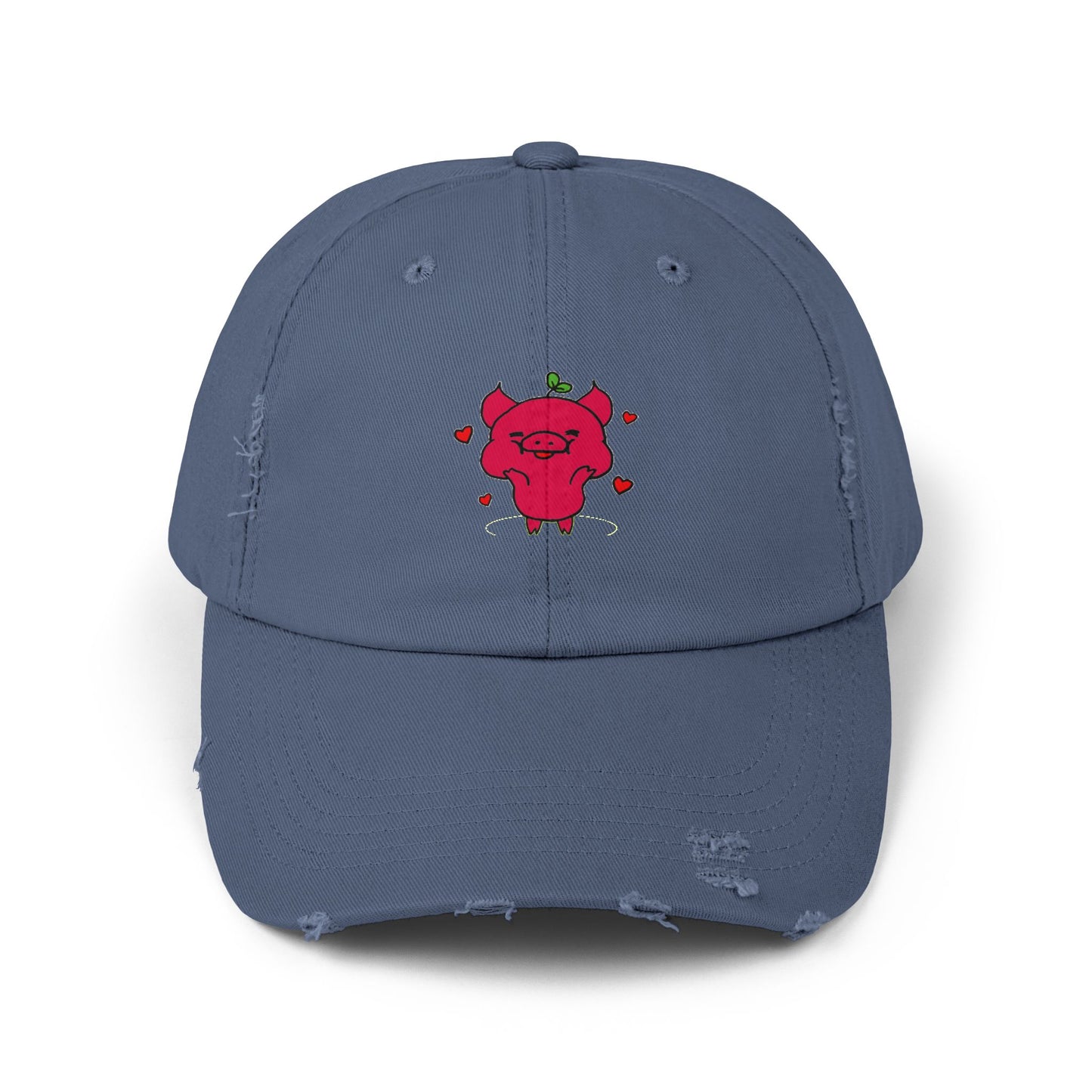 Pig Vintage Distressed Dad Hat Unisex Adjustable Cotton Twill Baseball Cap for Casual Everyday Wear
