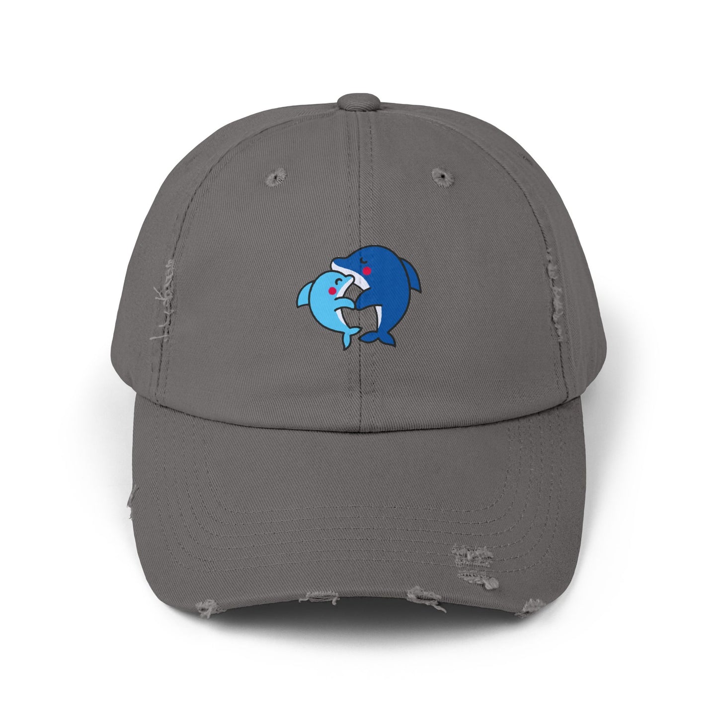 Dolphin Couple Vintage Distressed Dad Hat Unisex Adjustable Cotton Twill Baseball Cap for Casual Everyday Wear