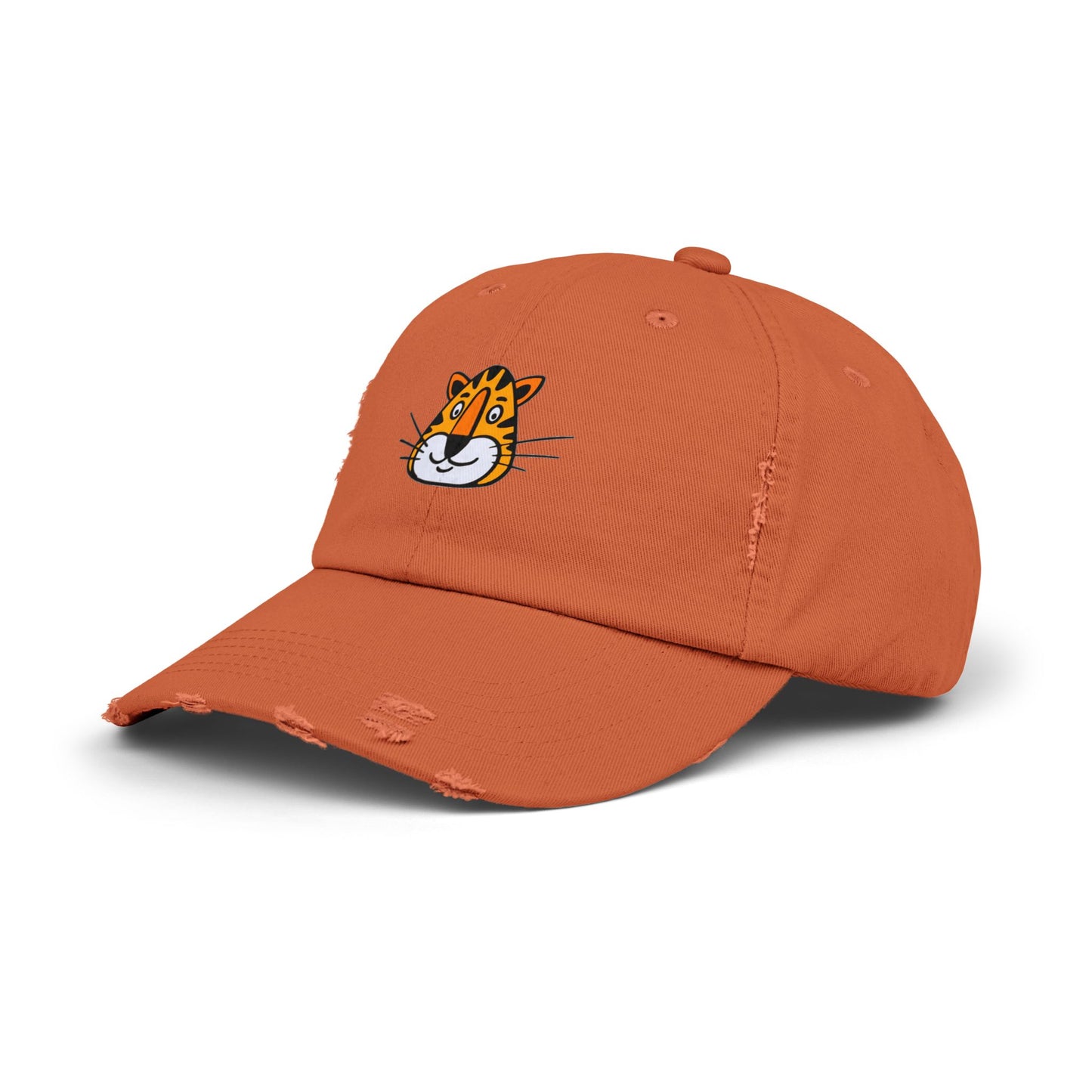 Tiger Face Vintage Distressed Dad Hat Unisex Adjustable Cotton Twill Baseball Cap for Casual Everyday Wear