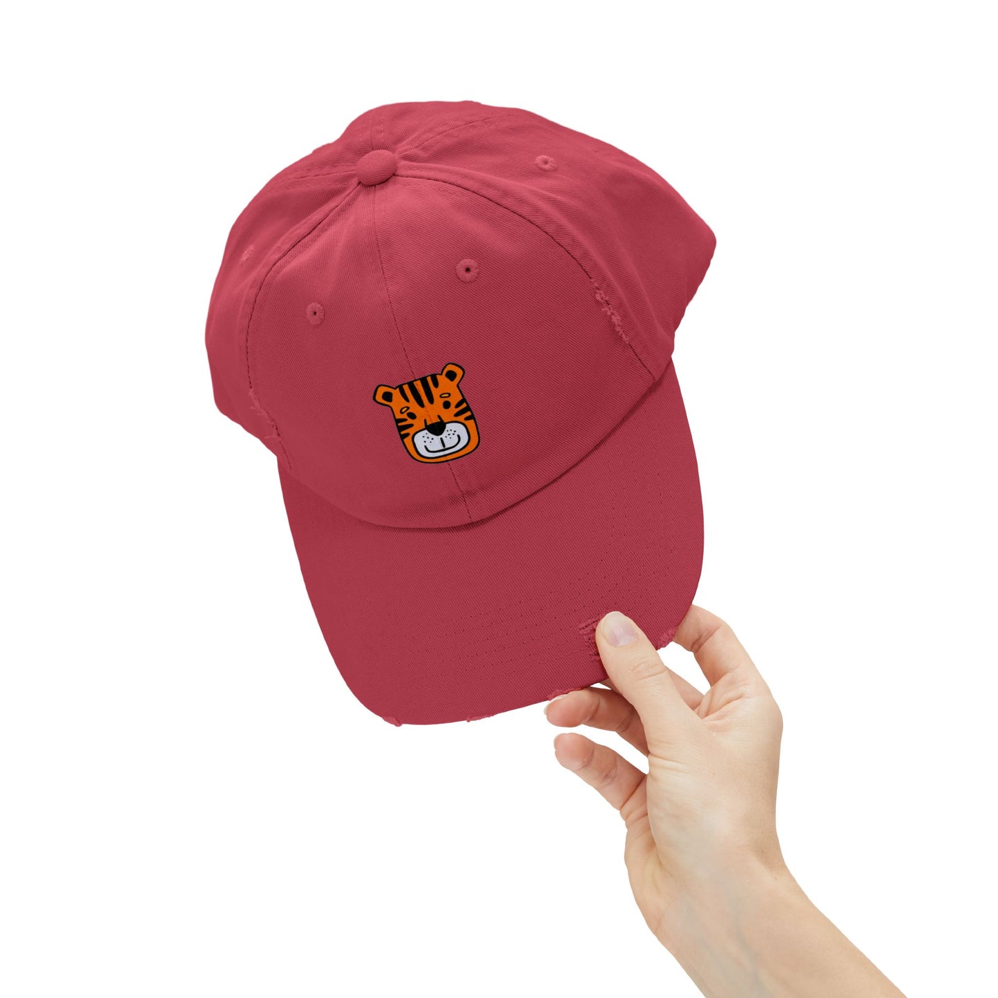 Tiger Orange Vintage Distressed Dad Hat Unisex Adjustable Cotton Twill Baseball Cap for Casual Everyday Wear