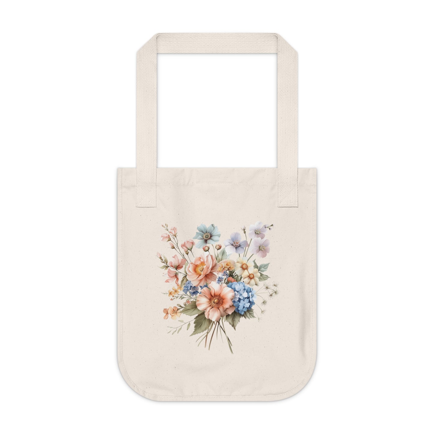 Flowers Pastel Floral Organic Canvas Tote Bag - Eco-Friendly Carryall for Everyday Use
