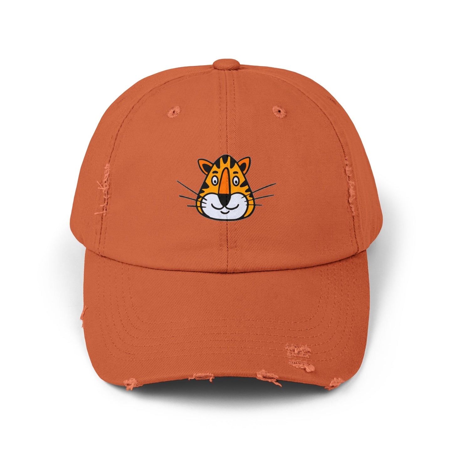 Tiger Face Vintage Distressed Dad Hat Unisex Adjustable Cotton Twill Baseball Cap for Casual Everyday Wear
