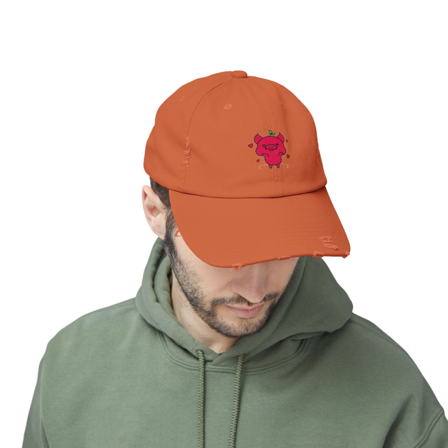 Pig Vintage Distressed Dad Hat Unisex Adjustable Cotton Twill Baseball Cap for Casual Everyday Wear