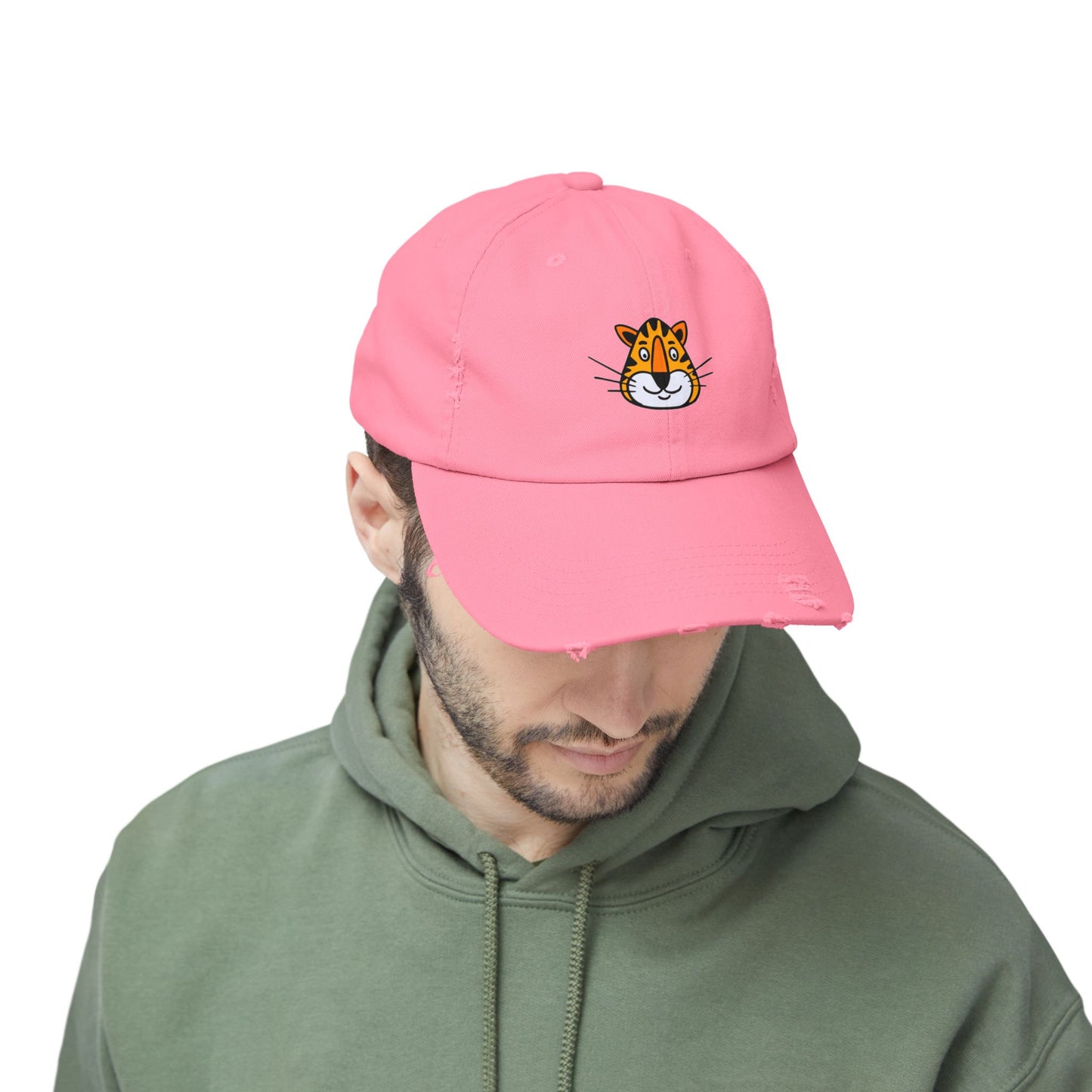 Tiger Face Vintage Distressed Dad Hat Unisex Adjustable Cotton Twill Baseball Cap for Casual Everyday Wear