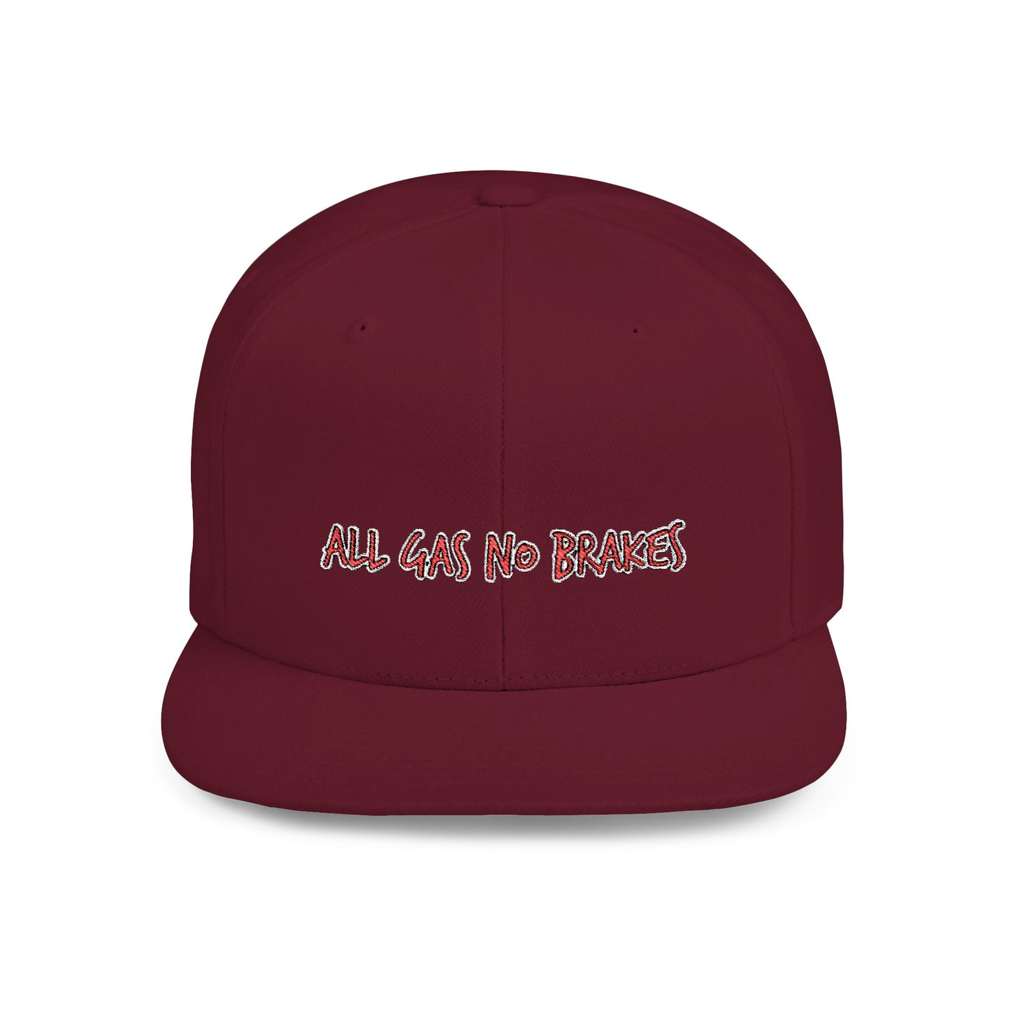 Text All Gas No Break Flat Bill Snapback – Lightweight, Custom Fit, Premium Quality