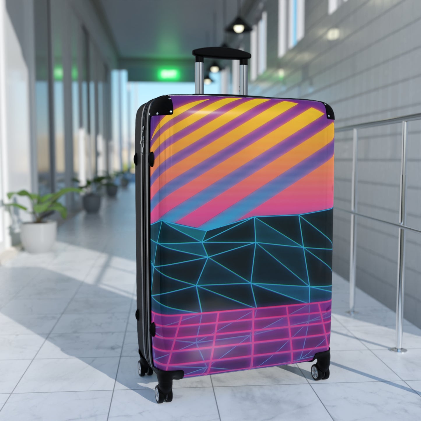 Abstract Neon Sunset Art Carry-On Suitcase - Stylish Luggage for Travelers