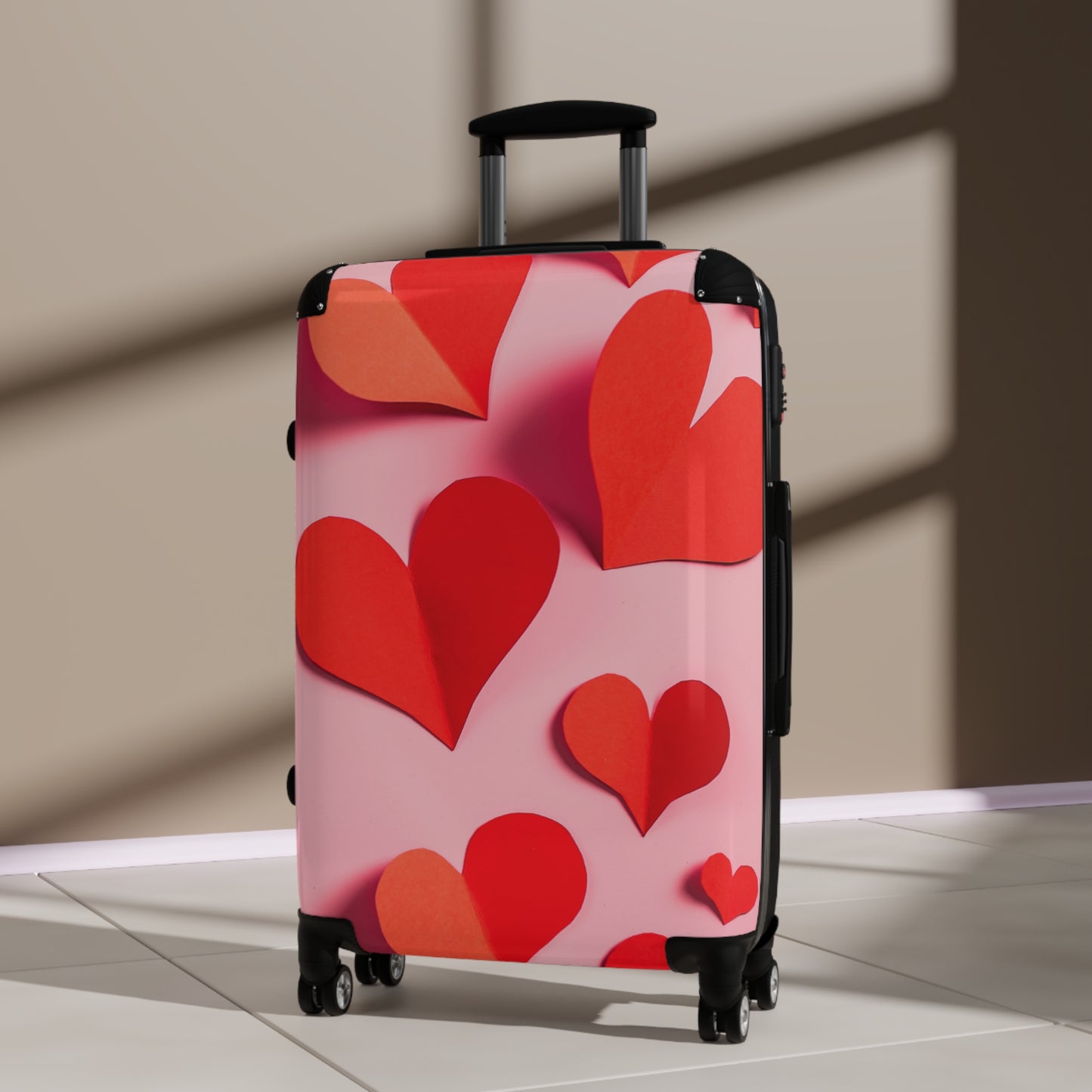 Love Red Hearts Pastel Art Carry-On Suitcase - Stylish Luggage for Travelers