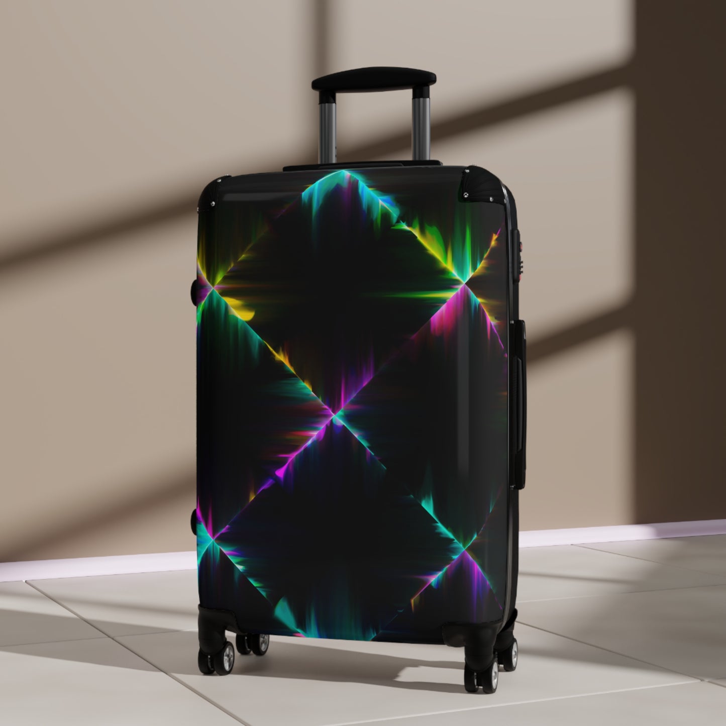 Abstract Neon Lights Carry-On Suitcase - Stylish Luggage for Travelers