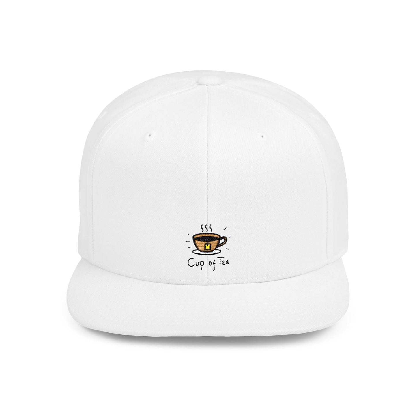 Icons Embroidered Tea Cup Flat Bill Snapback – Lightweight, Custom Fit, Premium Quality
