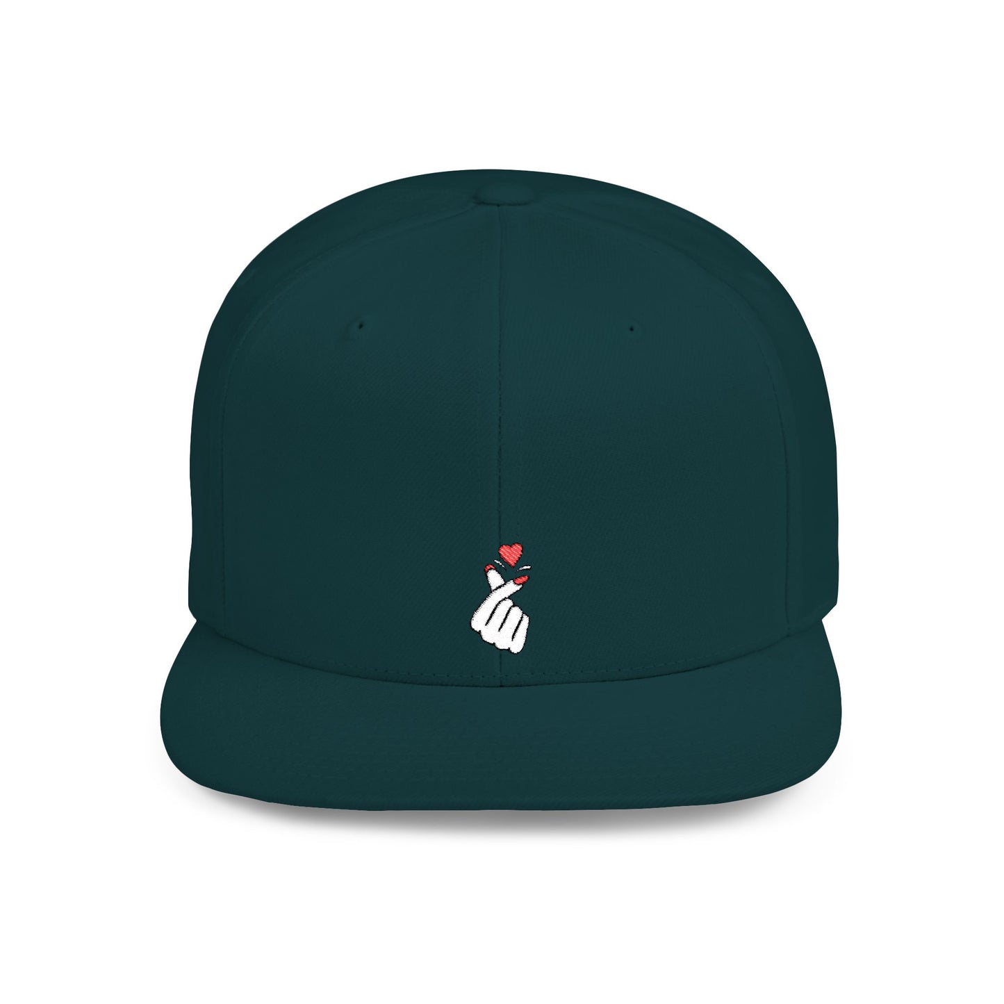 Icons Embroidered Heart Hand Gesture Flat Bill Snapback – Lightweight, Custom Fit, Premium Quality
