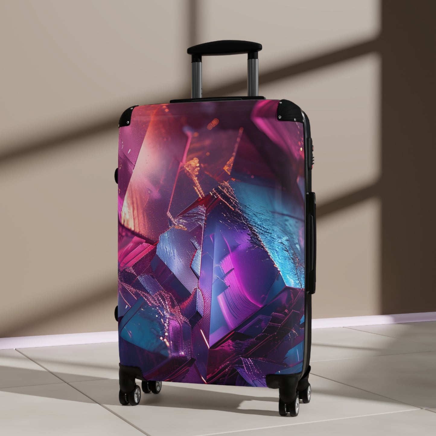 Abstract Colorful Crystal Art Carry-On Suitcase - Stylish Luggage for Travelers