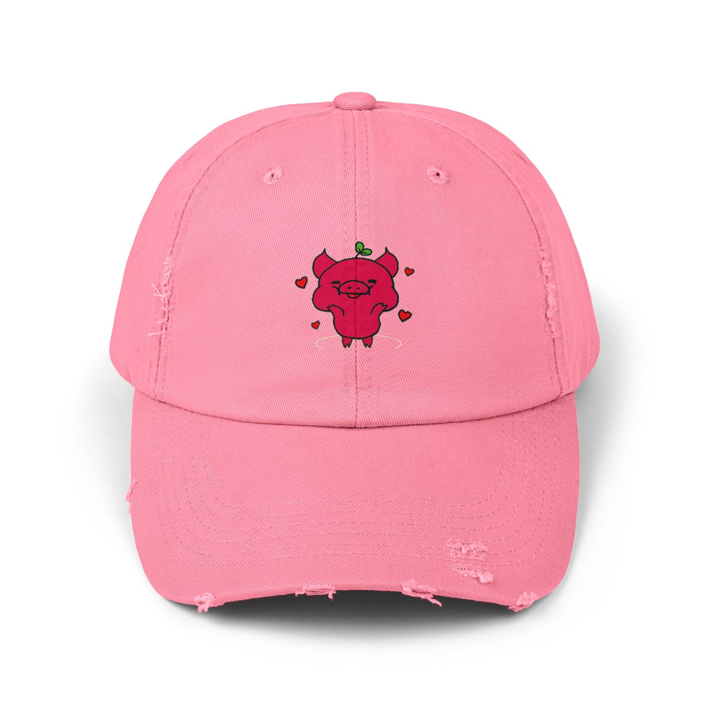 Pig Vintage Distressed Dad Hat Unisex Adjustable Cotton Twill Baseball Cap for Casual Everyday Wear