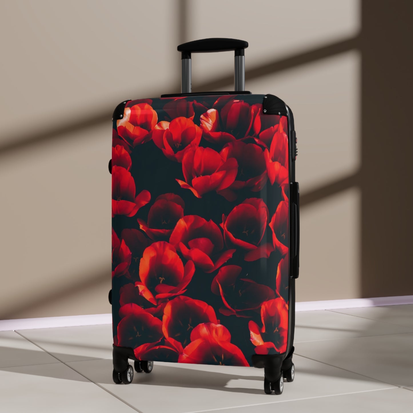 Nature Flowers Floral Red Tulips Art Carry-On Suitcase - Stylish Luggage for Travelers