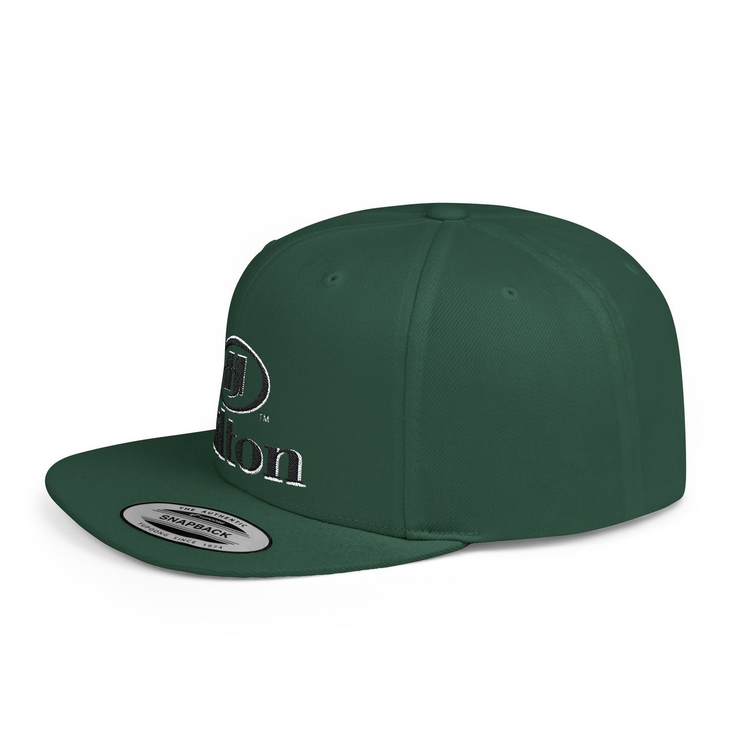 Hilton Black Logo Flat Bill Snapback – Lightweight, Custom Fit, Premium Quality