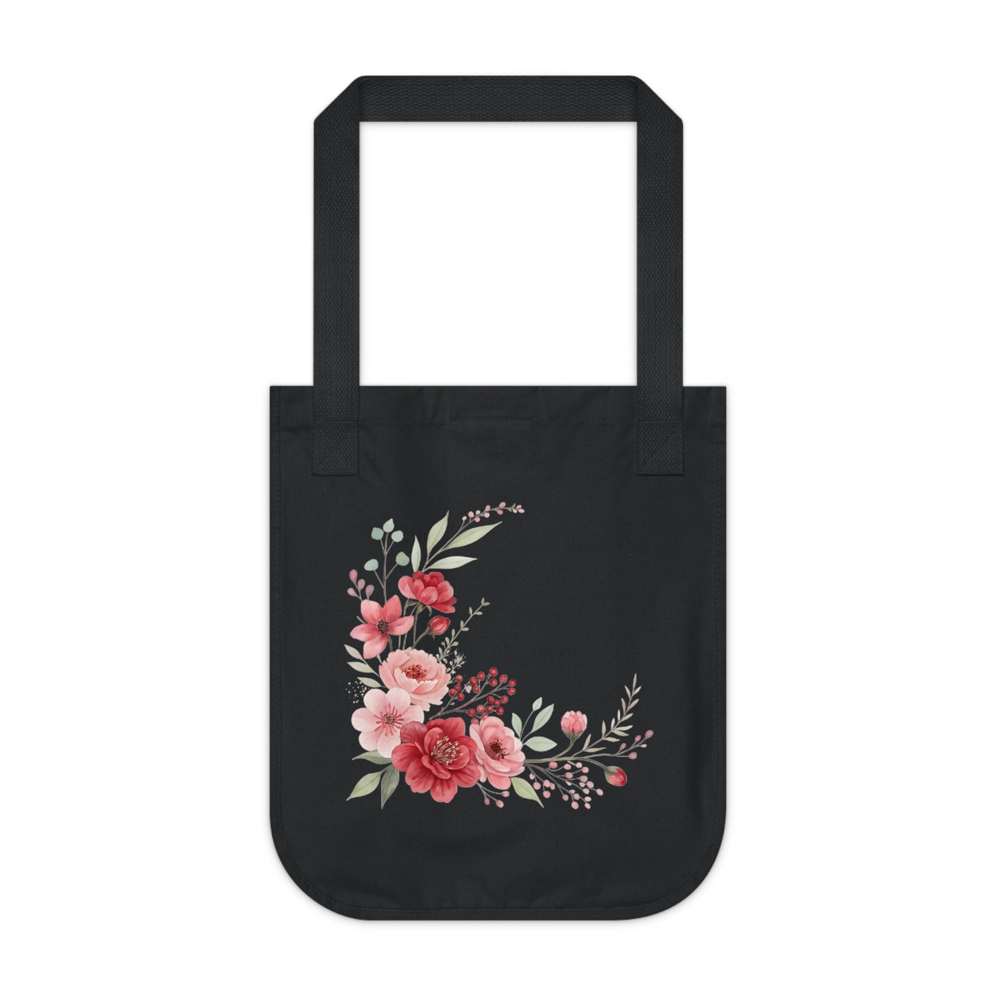 Flowers Frame Floral Organic Canvas Tote Bag - Eco-Friendly Carryall for Everyday Use